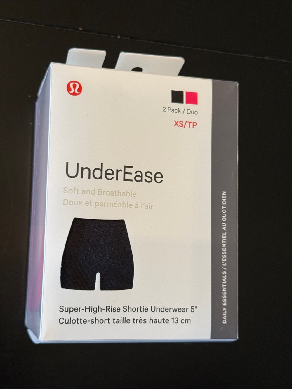 Lululemon UnderEase Super-High-Rise Shortie Underwear 5" 2-Pack XS NWT